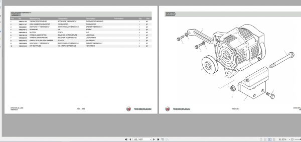 Weidemann Wheel Loader 2070CX50 TELE 2070CX50T 06 2008 1.0 Spare Parts List DEFREN 2
