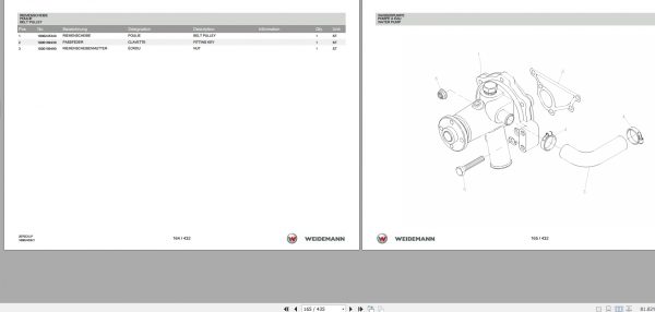 Weidemann Wheel Loader 2070CX50LP 2070CXLP 1.0 Spare Parts List DEFREN 2
