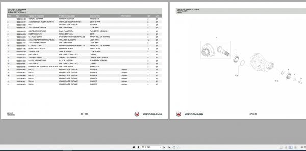 Weidemann Wheel Loader 2070CX80 TELE 2070CXT 1.0 Spare Parts List ITESEN 2