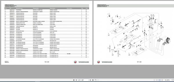 Weidemann Wheel Loader 2070CX80LP 2070CXLP 1.0 Spare Parts List DEFREN 2