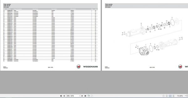 Weidemann Wheel Loader 2070CXLP 2070CX 1.0 Spare Parts List ENITES 2