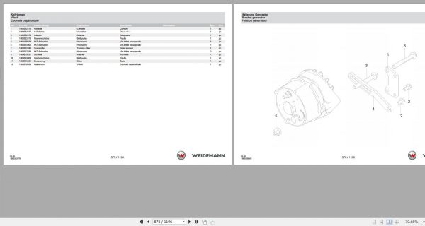 Weidemann Wheel Loader 2080 RL40 1.0 Spare Parts List ENDEFR 2