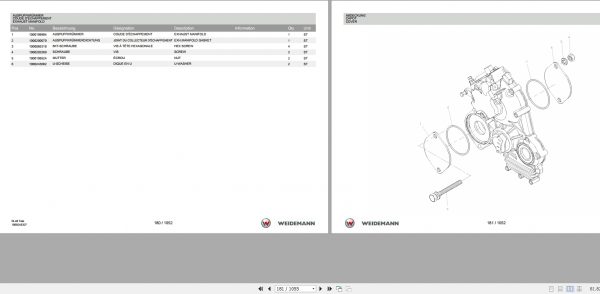 Weidemann Wheel Loader 2080 RL40 Tele 1.0 Spare Parts List DEFREN 2