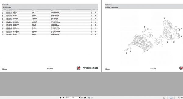 Weidemann Wheel Loader 2080 T RL40 1.0 Spare Parts List ENDEFR 2