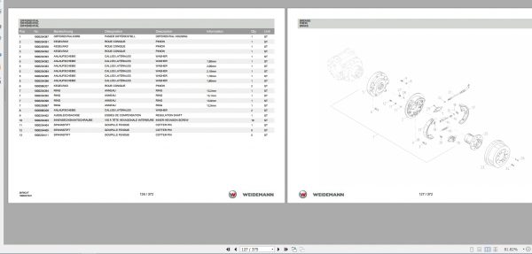 Weidemann Wheel Loader 3070CX60 TELE 3070CXT 1.0 Spare Parts List DEFREN 2