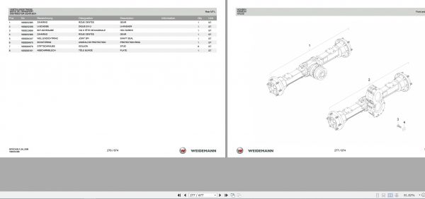 Weidemann Wheel Loader 3070CX60LP 3070CX60LP 06 2008 1.0 Spare Parts List DEFREN 2