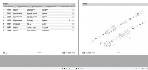 Weidemann Wheel Loader 3070CX80 3070CX 1.0 Spare Parts List DEFREN 2