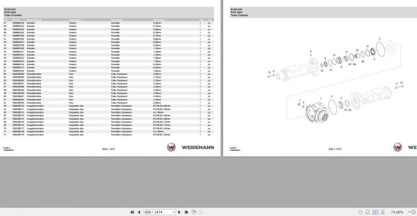 Weidemann Wheel Loader 3080LP RL50LP 1.0 Spare Parts List ENDEFR 2