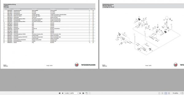 Weidemann Wheel Loader 3080LP RL50LP 1.0 Spare Parts List ENDEFR 3