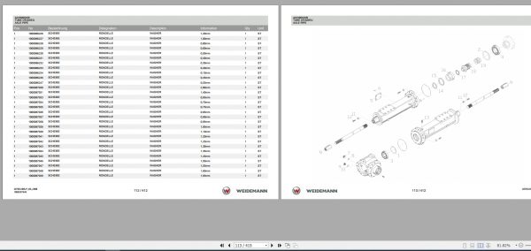 Weidemann Wheel Loader 4070CX80LP 4070CX80LP 06 2008 1.0 Spare Parts List DEFREN 2