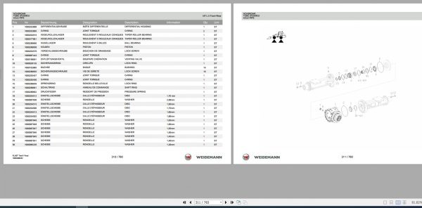 Weidemann Wheel Loader 4080 Tele RL60T TierIV Final 1.0 Spare Parts List DEFREN 2
