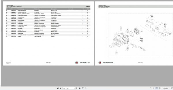 Weidemann Wheel Loader 4270CX100 TELE 4270CX100T 1.0 Spare Parts List DEFREN 2