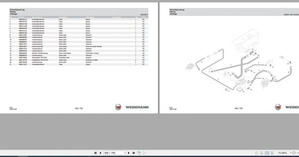 Weidemann Wheel Loader 5080 T4F RL70 1.0 Spare Parts List DEFREN 2