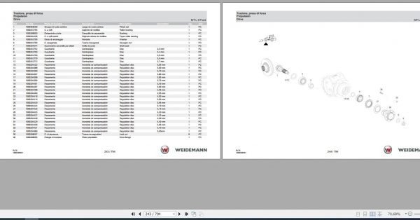 Weidemann Wheel Loader 5080 T4F RL70 1.0 Spare Parts List ITESEN 2