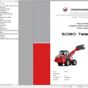 Weidemann Wheel Loader 5080 TELE RL70T 1.0 Spare Parts List IT+ES+EN Weidemann Wheel Loader 5080 Tele Rl70T 1.0 Spare Parts List Itesen 1
