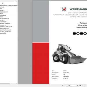 Weidemann Wheel Loader 8080 345 02 1.8 Spare Parts List Defren 1