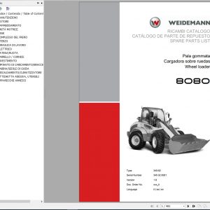 Weidemann Wheel Loader 8080 345 02 1.8 Spare Parts List Itesen 1