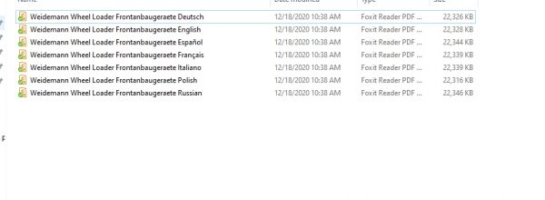 Weidemann Wheel Loader Frontanbaugeraete Spare Parts Catalog 1