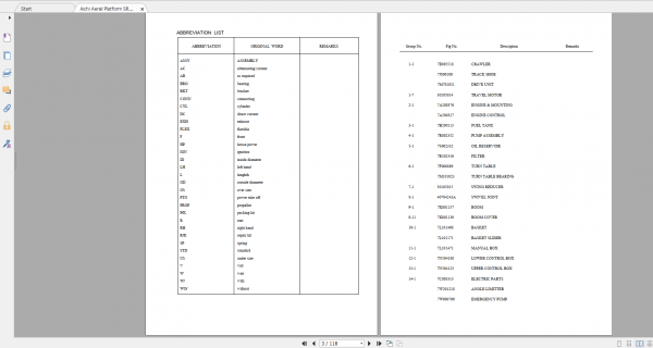 Aichi Aerial Platform SR123 A7 STA00026 Part List En 2