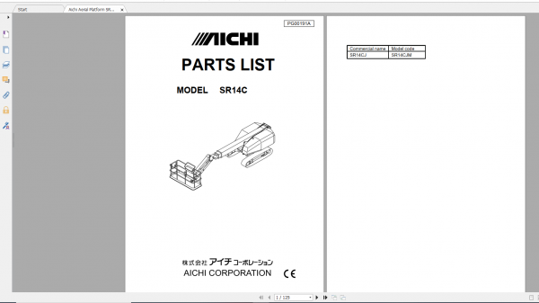 Aichi Aerial Platform SR14C PG00191A Part List En 1
