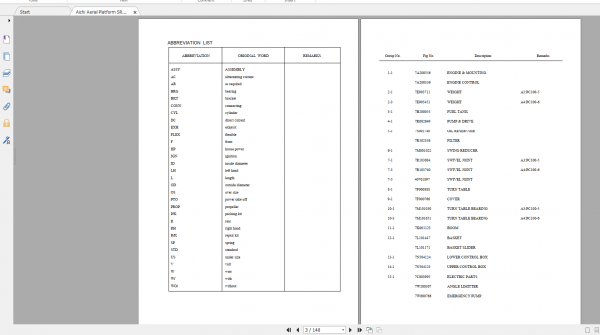 Aichi Aerial Platform SR182 ISR602 A3A4 STA00033 Part List En 2