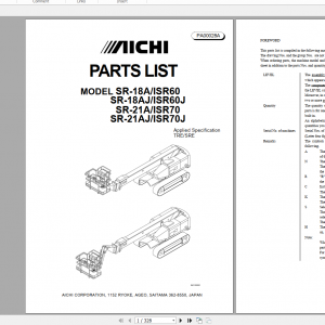 Aichi Aerial Platform SR18A 21A SR18AJ 21AJ SRE TRE PA00028Aold Part List En 3