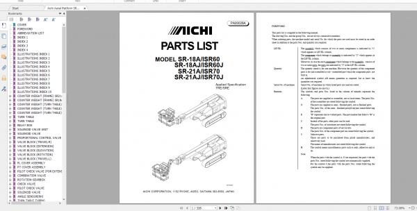 Aichi Aerial Platform SR18A 21A SR18AJ 21AJ SRE TRE PA00028Aold Part List En 3