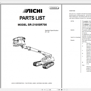 Aichi Aerial Platform SR210 ISR700 A1A2AE STA00034 Part List En 1