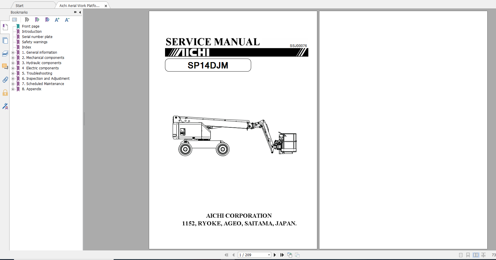 Aichi Aerial Work Platform SP14D1JM SSJ00076 Ver2 Service Manual En 1