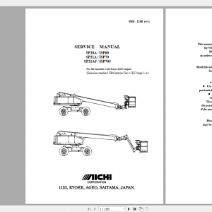 Aichi Aerial Work Platform SP18A 21A 21AJ SME124B 719281 and after Service Manual En 1
