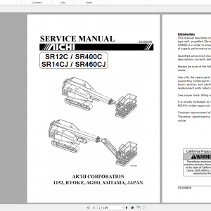 Aichi Aerial Work Platform SR12 14CJ SR400C 460CJ SSJ00008 Service Manual En 1