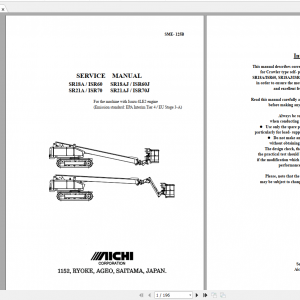 Aichi Aerial Work Platform SR18A 21A SR18AJ 21AJ SME125B 719281 and after Service Manual En 1