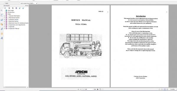 Aichi Aerial Work Platform TZ12A SME323 Service Manual En 1