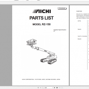 Aichi Crawler Telescopic RZ150 01 STA00049 Part List En 1