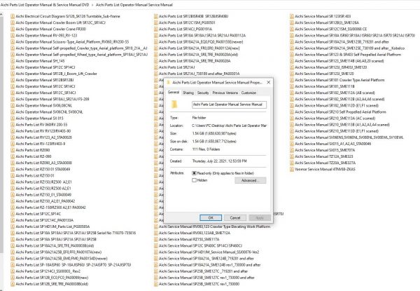 Aichi Parts List Operator Manual Service Manual DVD 1
