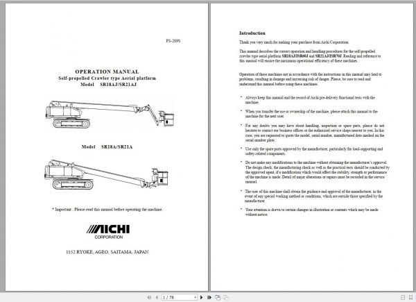 Aichi Parts List Operator Manual Service Manual DVD 3