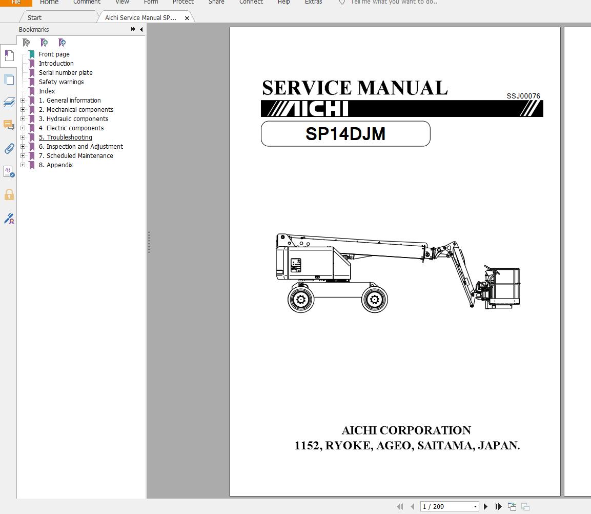 Aichi Parts List Operator Manual Service Manual DVD 8