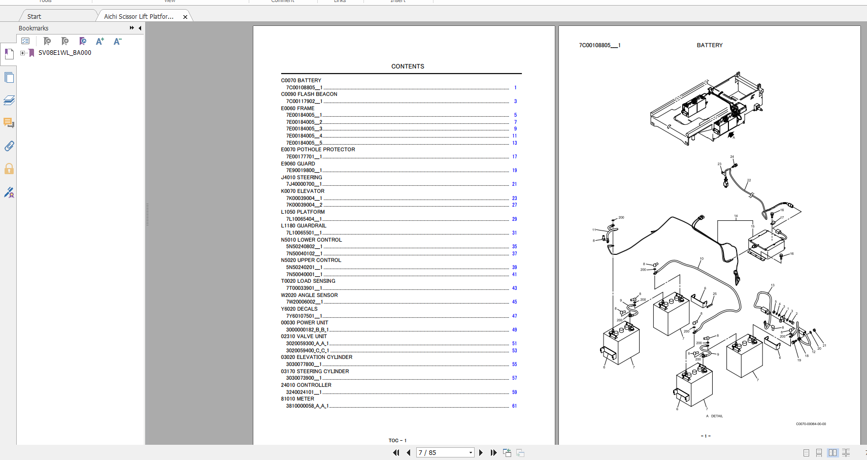 Aichi Scissor Lift Platform SV08EWL_PG00505 Part List_En