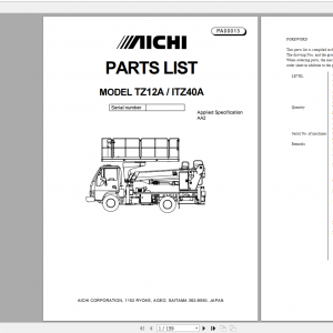 Aichi Truck Mounted telescopic TZ12A ITZ40A AA2 PA00013 Part List En 1