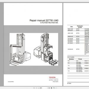 BT Forklift C15 VCE125 VCE150 227761 040 Repair Manual 2018 EN 1