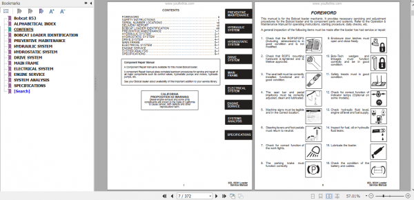 Bobcat 853 853H Loader Service Manual 2