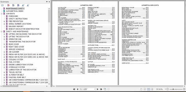 Bobcat Excavator 442 Service Manual 6901801 2