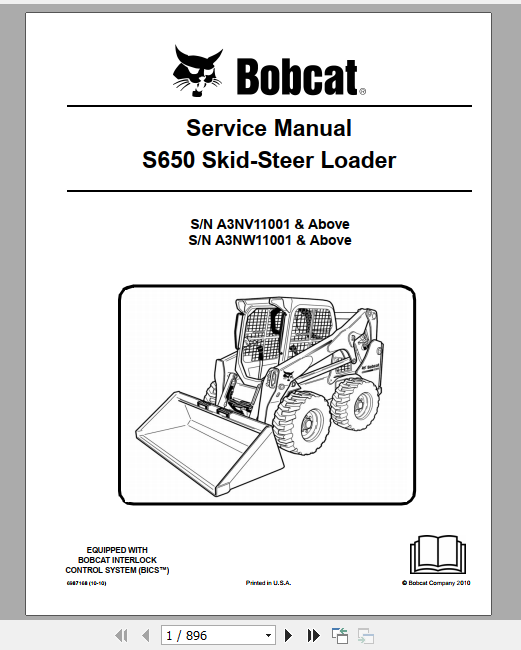 Bobcat S650 Skid Steer Loader Service Manual 6987168 1