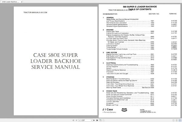 CASE Loader Backhoe 580SE Super E Service Manual 1