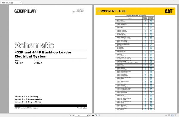 CAT Backhoe Loader 432F 444F Electrical Hydraulic Schematics 1