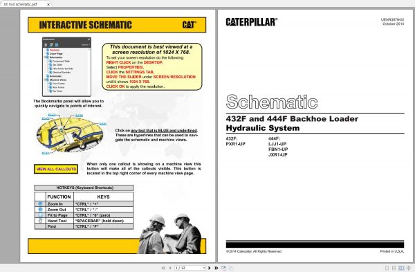 CAT Backhoe Loader 432F 444F Electrical Hydraulic Schematics 2