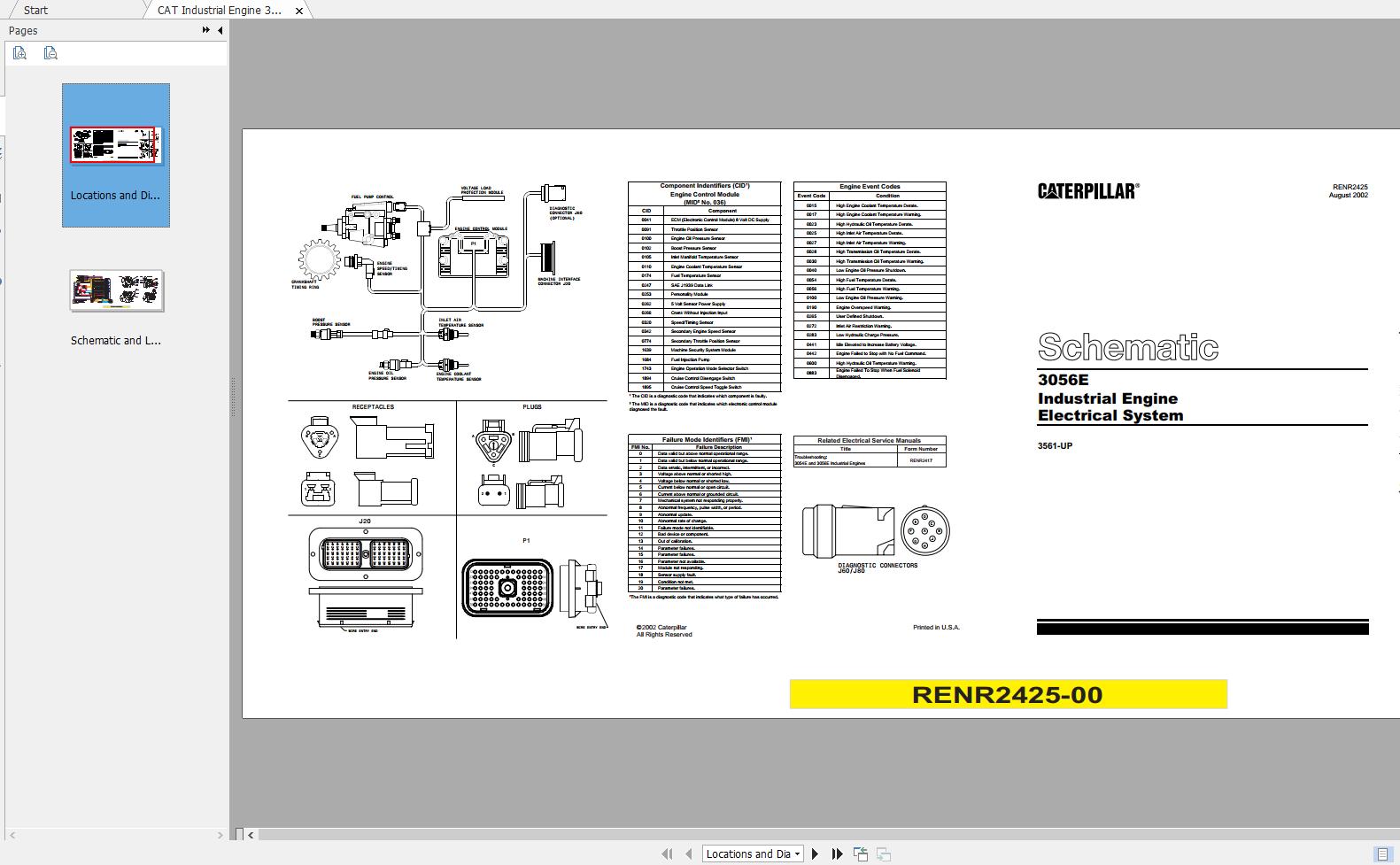 CAT Industrial Engine 3056E Electrical System Schematics RENR2425 00 1