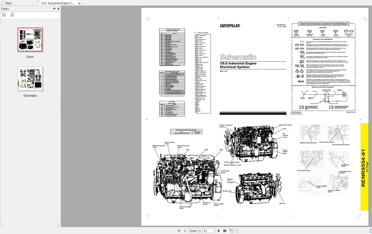 CAT Industrial Engine C6.6 Electrical System Schematic RENR9554 01 1