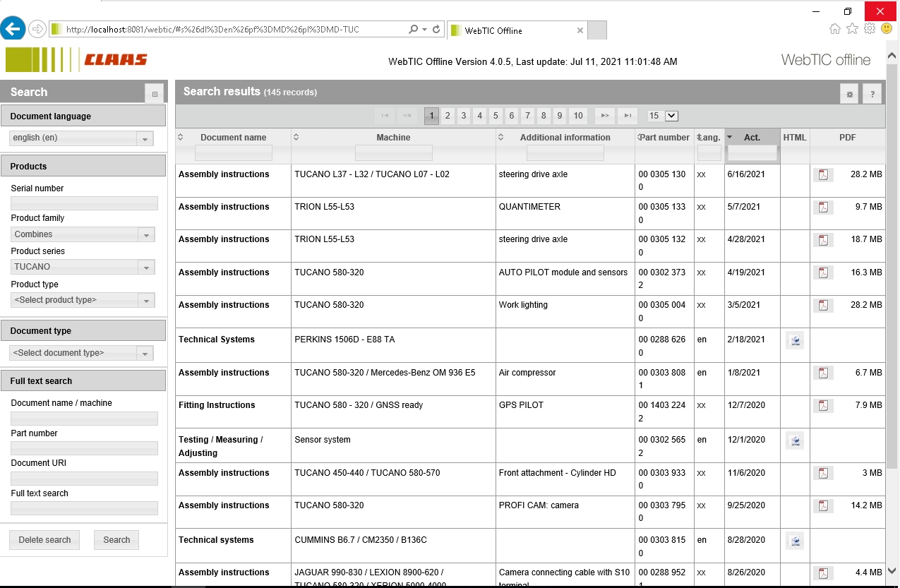 CLAAS WebTIC Offline EN 07.2021 Operator Manual Repair Manual and Service Documentation EN DVD 1
