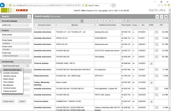 CLAAS WebTIC Offline EN 07.2021 Operator Manual Repair Manual and Service Documentation EN DVD 5